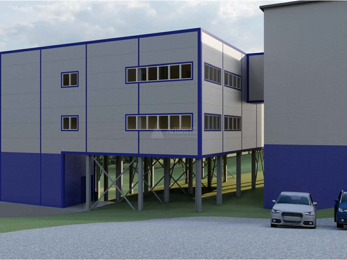 3D визуализация Производственный корпус из сэндвич-панелей - фото 1