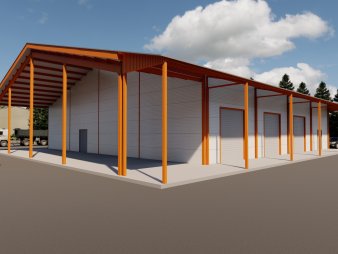 Ангар-склад с навесом из сэндвич-панелей