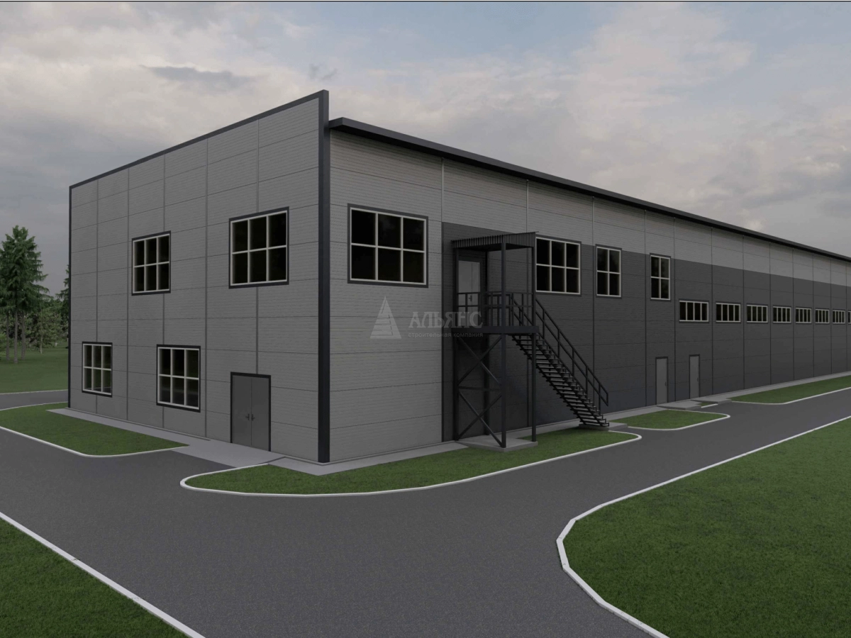 3D визуализация Производственный цех с АБК из сэндвич-панелей - фото 4