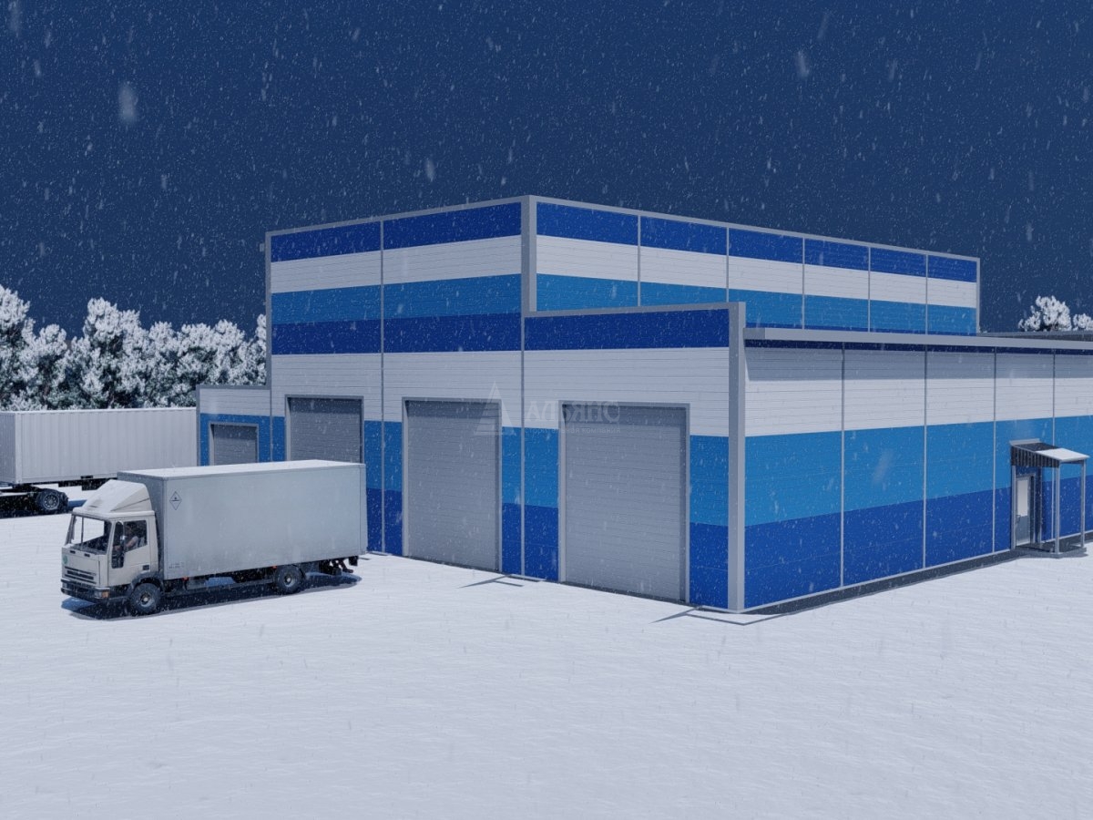 3D визуализация Грузовое СТО из сэндвич-панелей - фото 5